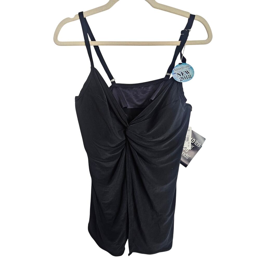 MiracleSuit Womens Underwire Tankini Swim Top Size 14 Love Knot Stretch Beach